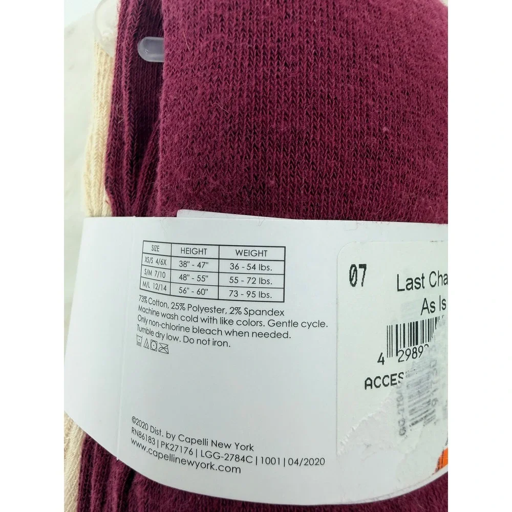 Capelli New York Girls 2-Pack Sweater Tights Deer Antler Cream‎ Burgundy M/L